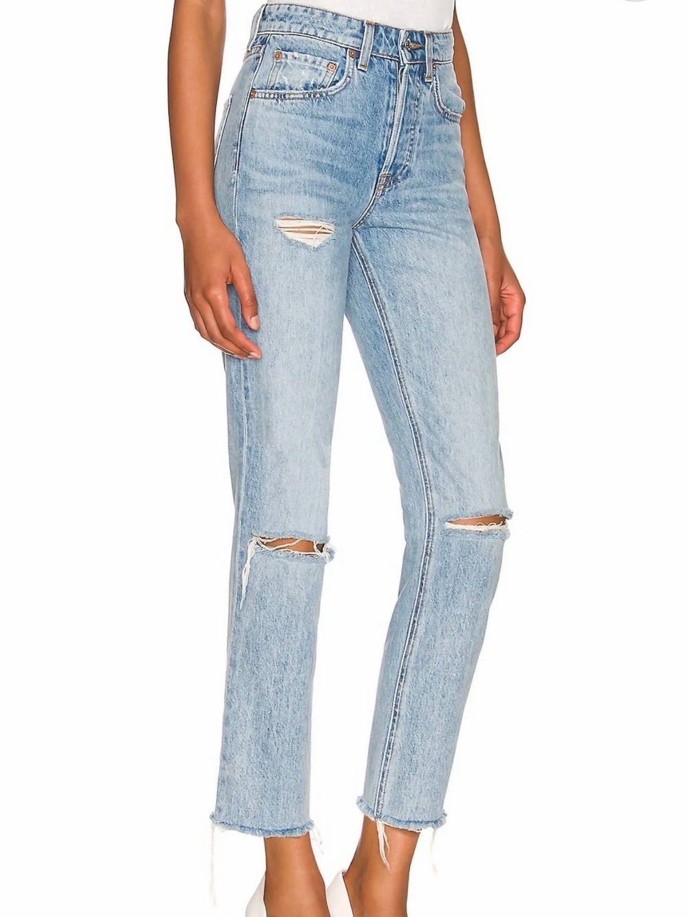 GRLFRND Light Blue Denim Jeans with Contrast Stitching